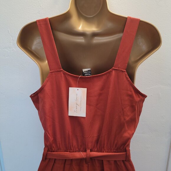 Rust Color | Sleeveless Jumper Romper Jumpsuit | Size Small - Picture 7 of 7
